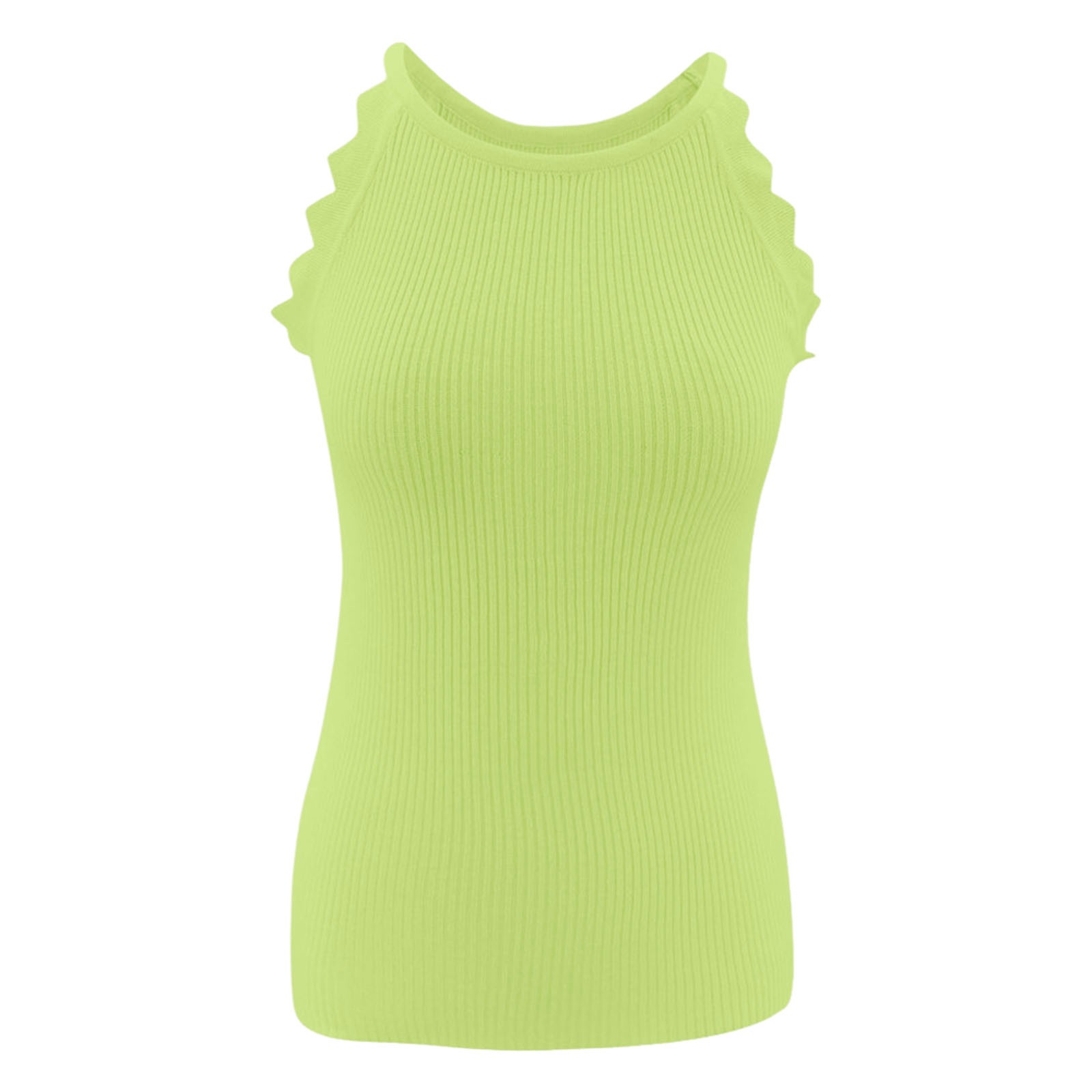 thumbnail image 4 of Top de verano sin mangas de punto para mujer - Camiseta holgada de color liso, 4 of 8